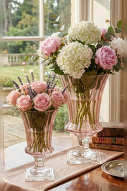 Blush Crystal Pedestal Vase Set