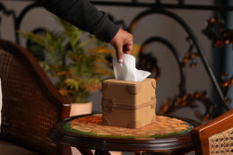 Interiority Weave Leather Tissue Box