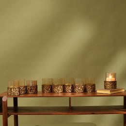 Golden Forest Glass candle Holder
