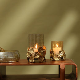 Luxury Floral Glass Candle Holder Set