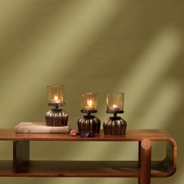Luxury Smoky Glass Hurricane Candle Holders