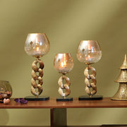 Sculpted Gold Chain Candle Stands