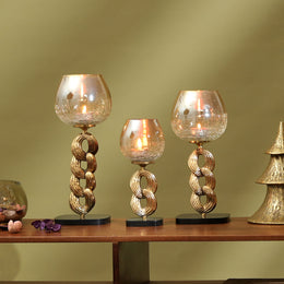 Sculpted Gold Chain Candle Stands