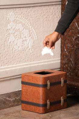 Heritage Croc Leather Waste Bin